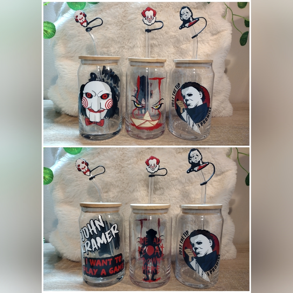 Handmade 16 OZ Horror Theme Can Glass Cup